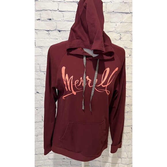 Merrell Hoodie Burgundy Logo Pullover Top Shirt Women’s Large - Picture 1 of 10